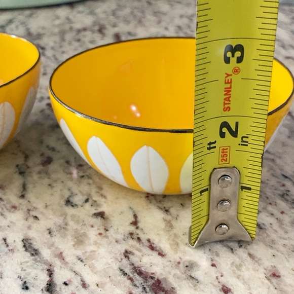 Two Cathrineholm 4 Inch Yellow and White Lotus Enamel Bowls - Picture 8 of 9
